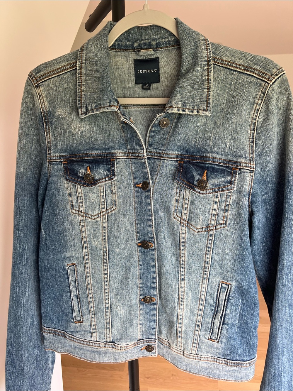 Just USA Women's Light Blue Denim Jacket, Vintage Style, Size Medium